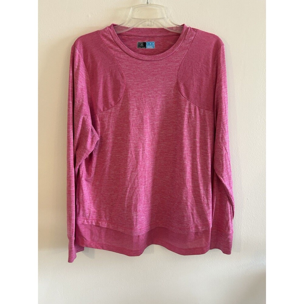 PGA TOUR Women Performance Stretch Pink Heather Long Sleeve Golf Shirt Size L